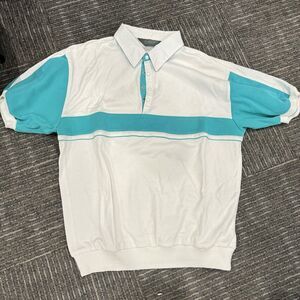 Vintage Banner Brand Polo Collared Mens Large Short Sleeve Shirt Elastic Waist